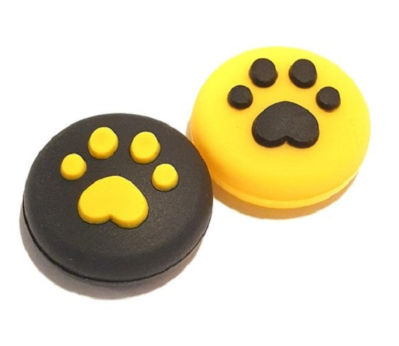 Gaming Thumb Grips | Performance Anti-slip Thumbsticks | Joystick Cap Thumb Grips | Paws - Black/Yellow | Accessories suitable for Nintendo Switch Joy-Con Controllers