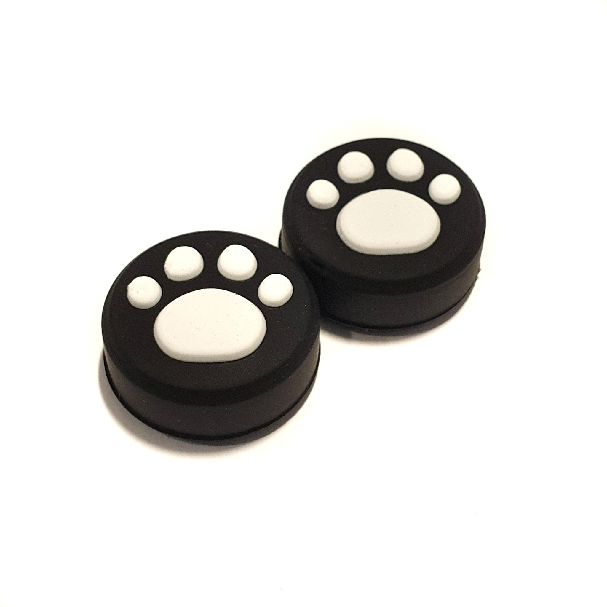 Gaming Thumb Grips | Performance Anti-slip Thumbsticks | Joystick Cap Thumb Grips | Paws - Black with White | Accessories suitable for Nintendo Switch Joy-Con Controllers