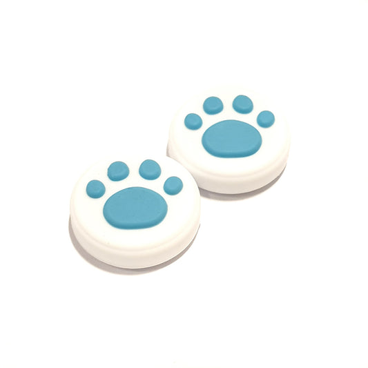 Gaming Thumb Grips | Performance Anti-slip Thumbsticks | Joystick Cap Thumb Grips | Paws White with Blue | Accessories suitable for Nintendo Switch Joy-Con Controllers