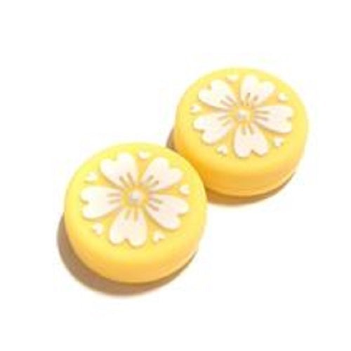 Gaming Thumb Grips | Performance Anti-slip Thumbsticks | Joystick Cap Thumb Grips | Flowers - Yellow with White | Accessories suitable for Nintendo Switch Joy-Con Controllers