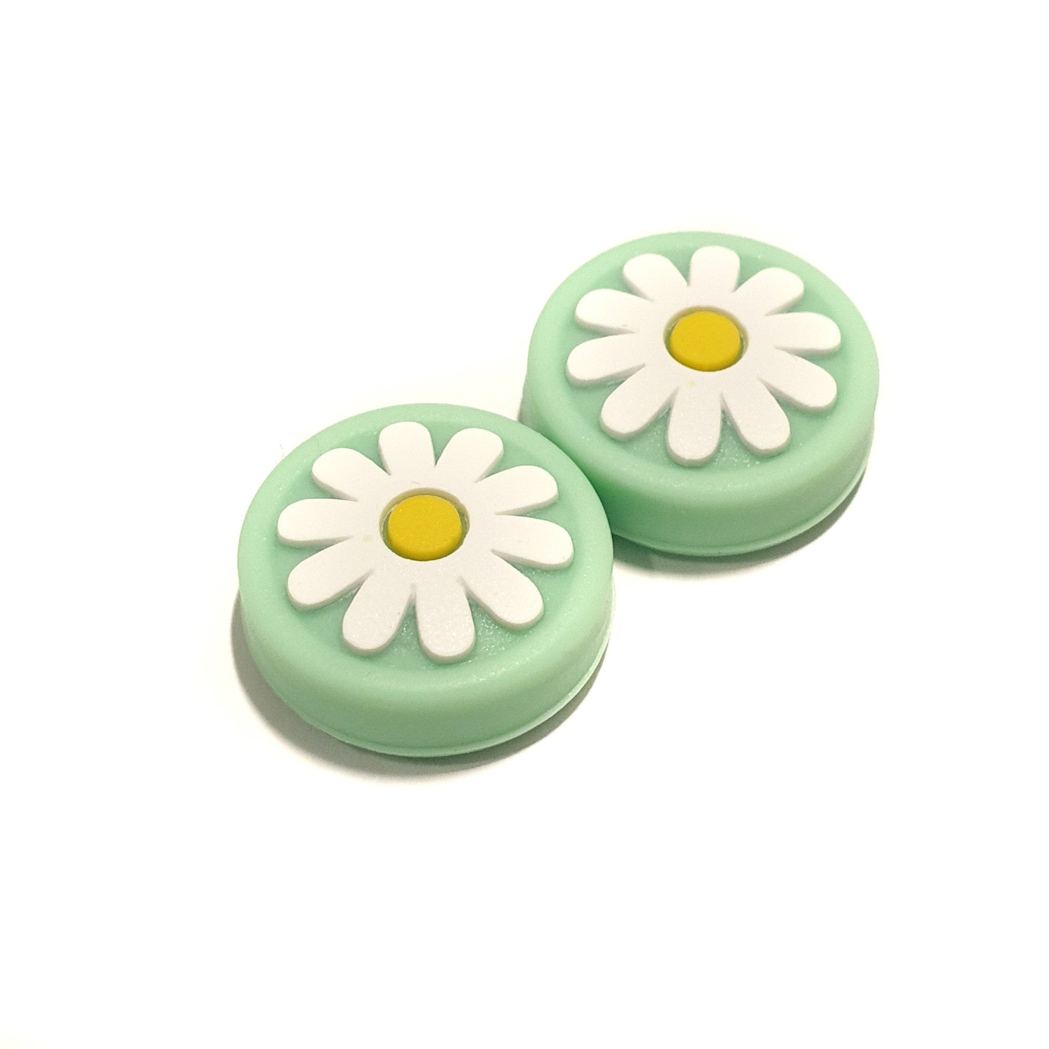 Gaming Thumb Grips | Performance Anti-slip Thumbsticks | Joystick Cap Thumb Grips | Flowers - Green | Accessories suitable for Nintendo Switch Joy-Con Controllers