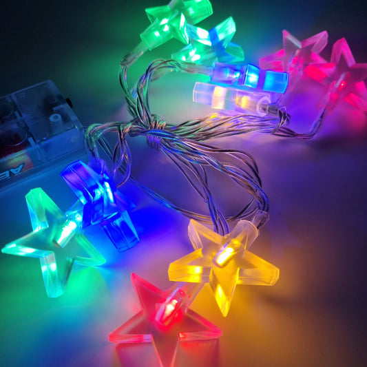 Weihnachtsbaumbeleuchtung | Auflegen | Weihnachtsdekorationen | Dekorieren | Mehrfarbige LED-Lichtsterne | 1 M