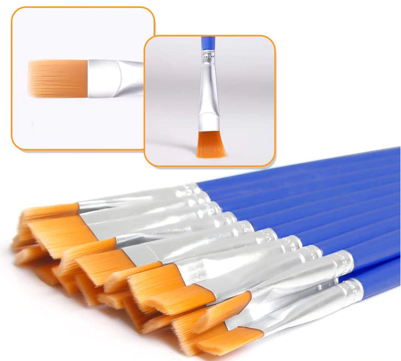 Paint brushes | Yellow | Set of 10 | Flat | Brushes | Tassels | Painting | Dyeing | Crafts | Brushes