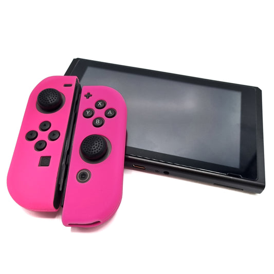 Schutzhüllen + Daumengriffe | Performance Anti-Rutsch-Haut | Softcover-Griffhülle | Rosa + Blumen | Zubehör passend für Nintendo Switch Joy-Con Controller