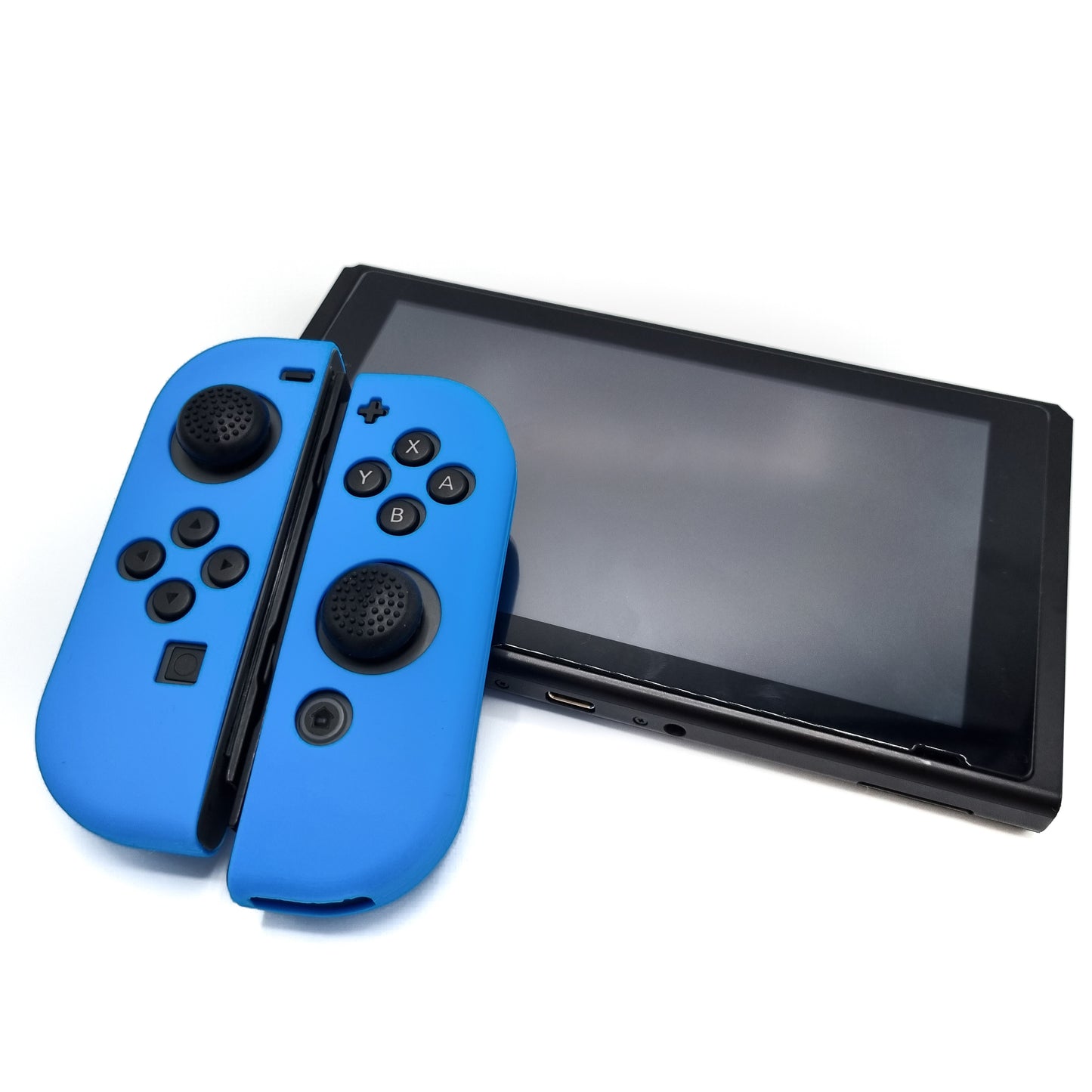 Siliconen Joy-Con Controller Hoesjes + Thumbgrips | Lichtblauw + Bloem Blauw | Beschermhoes Skin | Geschikt voor de volgende console(s): Nintendo Switch & LITE | Softcover Case | Grip