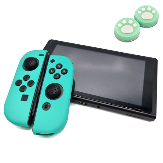 Protective covers + Thumbgrips | Performance Anti-slip Skin | Softcover Grip Case | Cobalt Green + Legs Green with White | Accessories suitable for Nintendo Switch Joy-Con Controllers