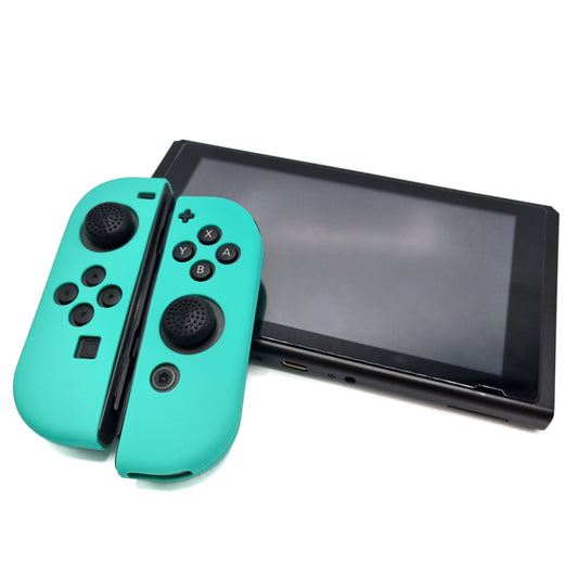 Protective covers + Thumbgrips | Performance Anti-slip Skin | Softcover Grip Case | Cobalt Green + Flowers Green | Accessories suitable for Nintendo Switch Joy-Con Controllers