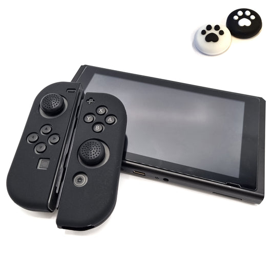 Protective covers + Thumbgrips | Performance Anti-slip Skin | Softcover Grip Case | Black + Legs Black/White | Accessories suitable for Nintendo Switch Joy-Con Controllers