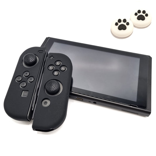 Protective covers + Thumbgrips | Performance Anti-slip Skin | Softcover Grip Case | Black + Legs White with Black | Accessories suitable for Nintendo Switch Joy-Con Controllers