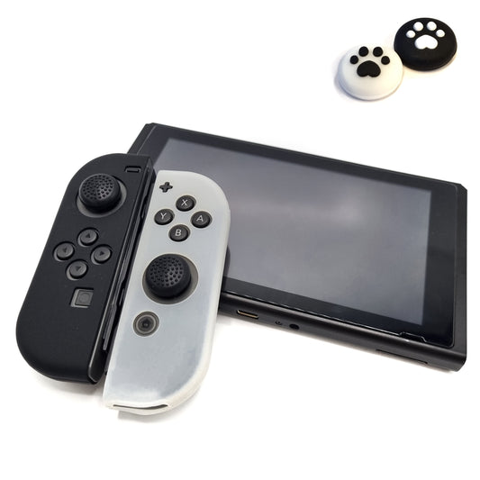 Protective covers + Thumbgrips | Performance Anti-slip Skin | Softcover Grip Case | Transparent/Black + Legs Black/White | Accessories suitable for Nintendo Switch Joy-Con Controllers