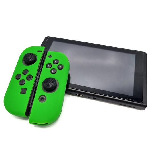 Schutzhüllen + Daumengriffe | Performance Anti-Rutsch-Haut | Softcover-Griffhülle | Grün + Pfoten | Zubehör passend für Nintendo Switch Joy-Con Controller