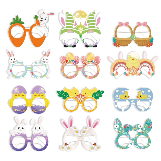 Pasen | Easter | Paashaas | Brillen | Set van 6 in Willekeurige kleuren
