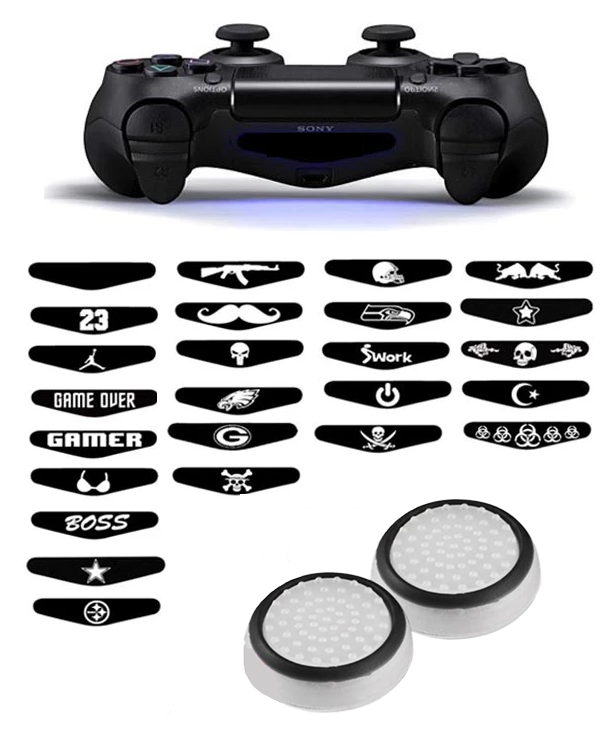 Gaming Thumbsticks Grips | Dopjes voor je Game Controller(s) + Sticker | Wit/Zwart + Willekeurige Sticker | 1 Set = 2 Thumbgrips | Geschikt voor de volgende console(s): Playstation PS4 PS3