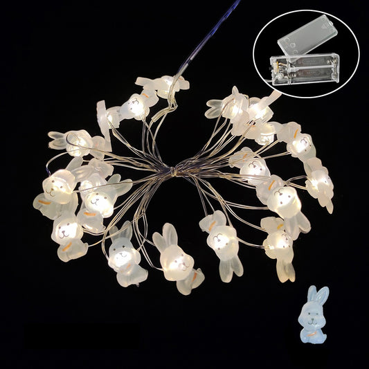 Pasen | Easter | Paashaas | Verlichting | Paasverlichting | Lichtslang met 20 Lampjes | Rabbits | Konijnen | Wit