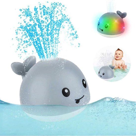 Bad | Wally de Walvis - Grijs | Lichtgevend | Sensor Fontein | Verschillende Multicolor Kleuren Licht | Grijs