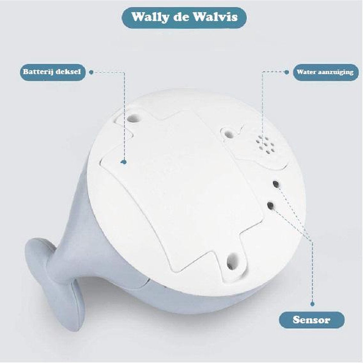 Bad | Wally de Walvis - Grijs | Lichtgevend | Sensor Fontein | Verschillende Multicolor Kleuren Licht | Grijs